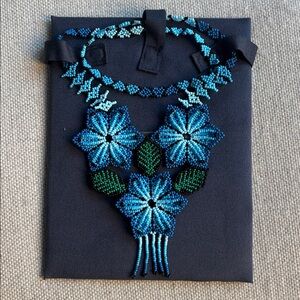 Anabel New York Handcrafted Blue and Green Beaded Long Necklace